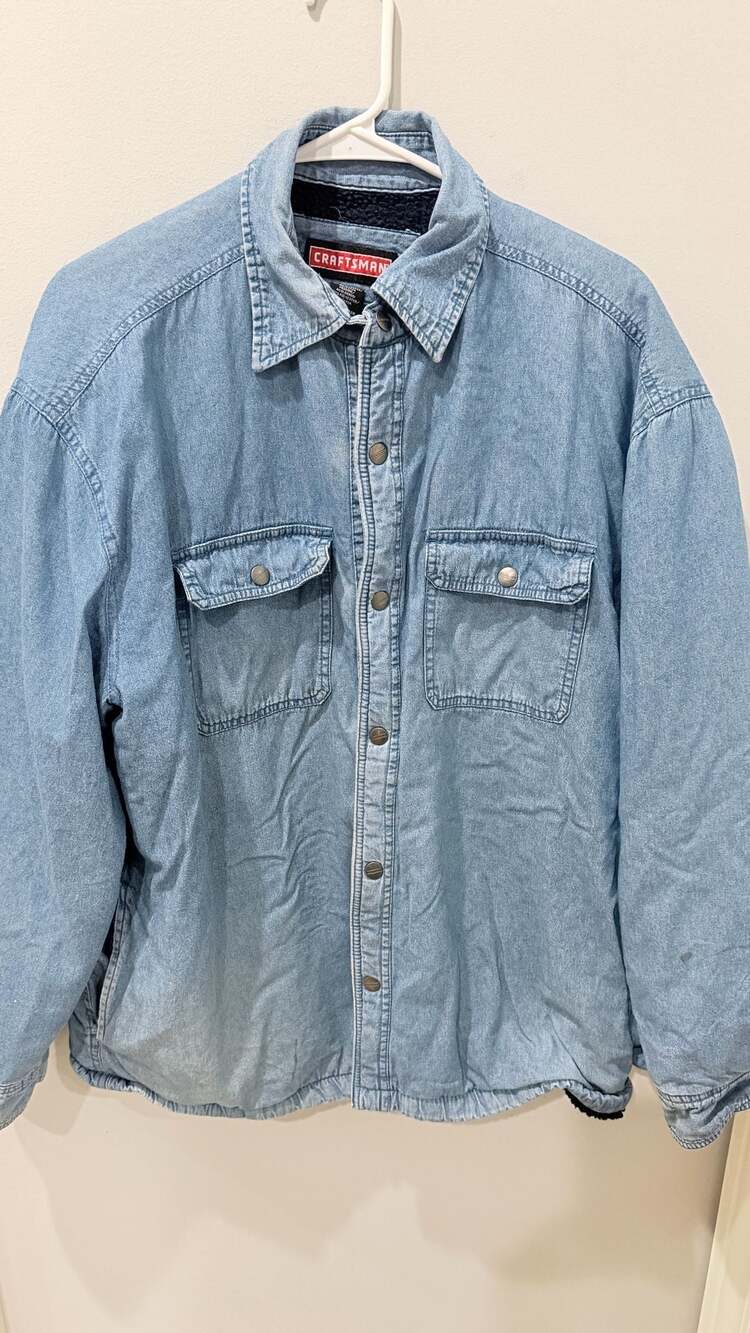Craftsman Vintage Denim Blanket Lined Workwear Jacket Blue Men's Size Large